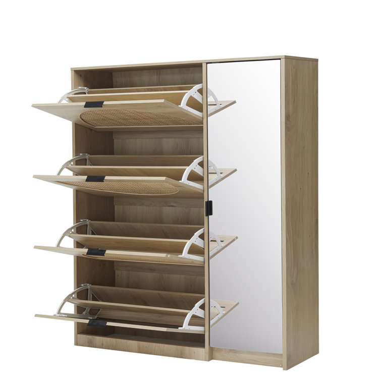 Wooden shoe outlet rack with drawers